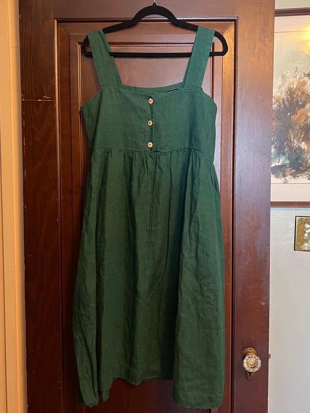 Linenfox Summer Linen Dress in Emerald Green, size s - Picture 2 of 5